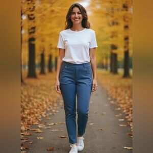 R. Sofia - NWT, Blue Skinny Pants, Faux Back Pockets, Front Pockets, Gold...